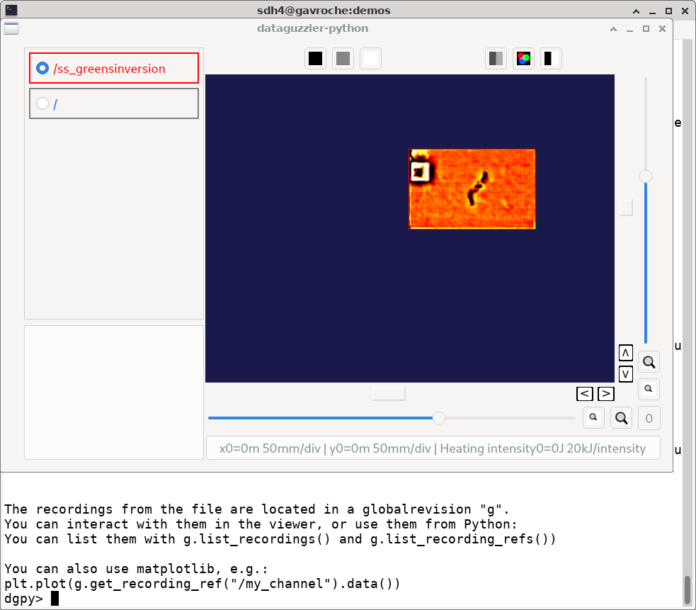 Screenshot of viewer window and command prompt.